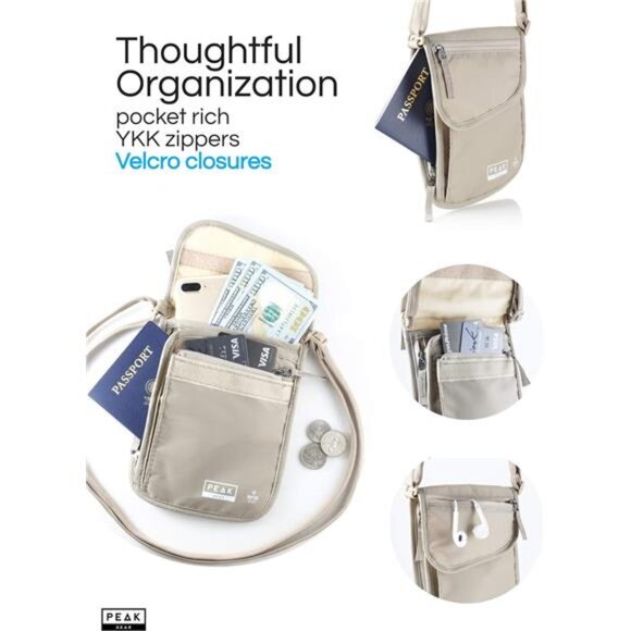 Peak Gear RFID Neck Wallet - The Original Travel Pouch with Adjustable - Picture 4 of 7
